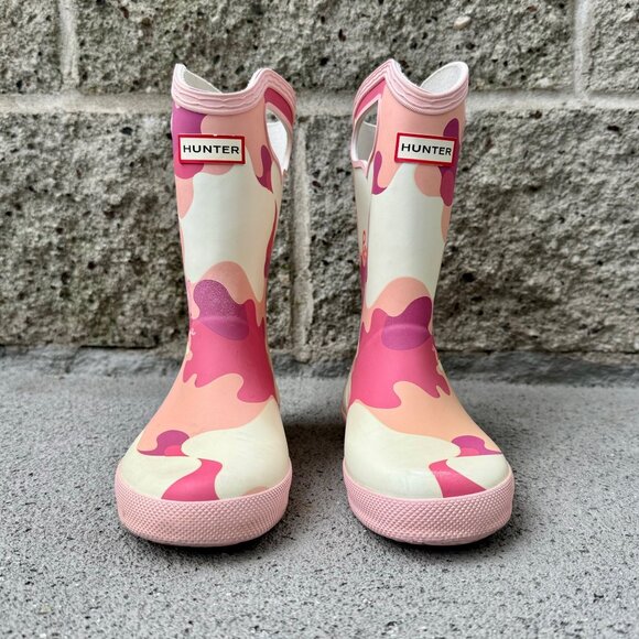 HUNTER X PEPPA PIG Rain Boots Girls US 13B/1G EU 31 Pink Pull On Camo Gum Boot - Picture 12 of 12